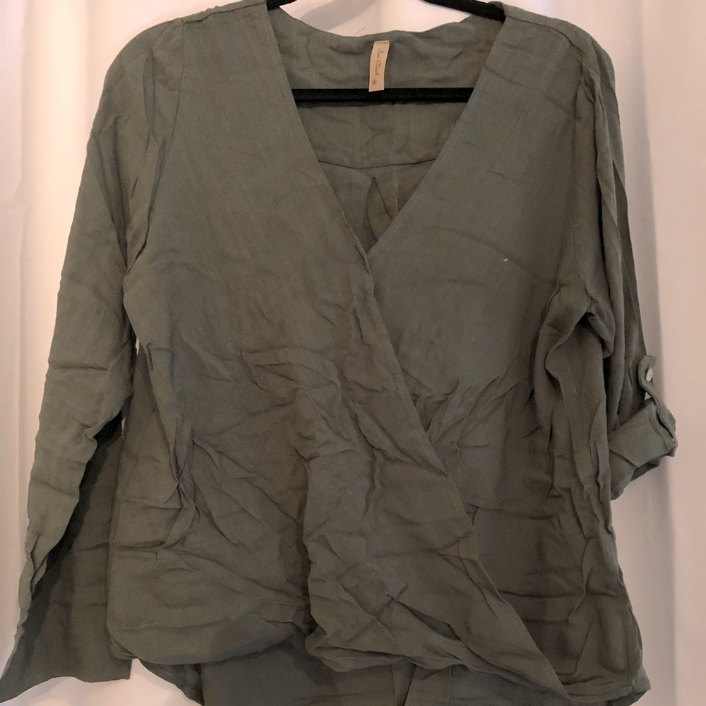 Olive Surplice Blouse